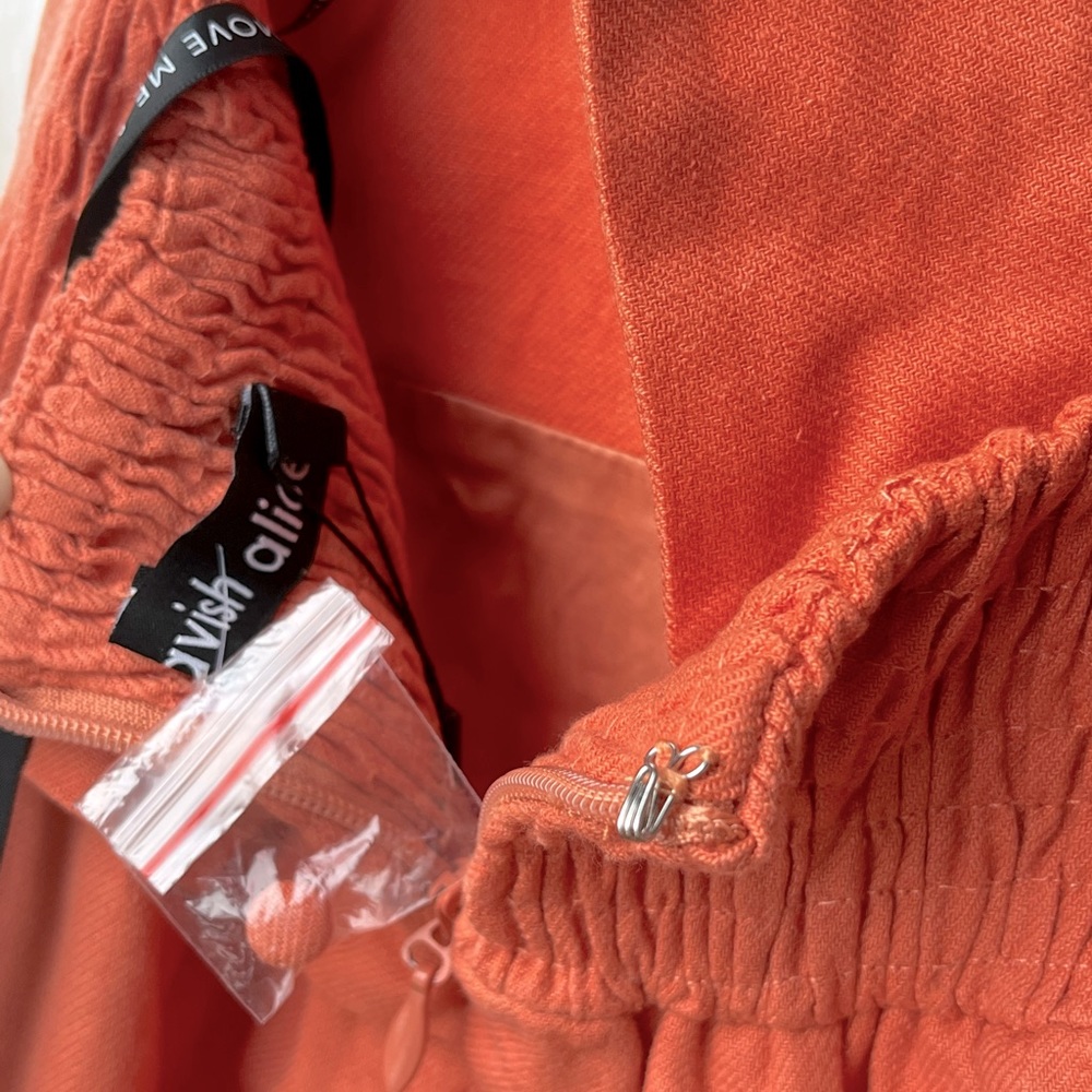 Lavish Alice: Ruffled Tie Back Garden Spring Midi Dress in Coral Linen Blend - Picture 16 of 16